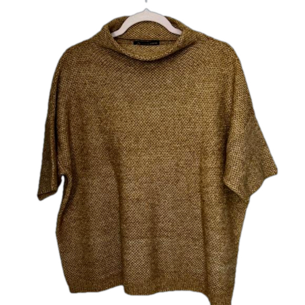 Love & Legend Plus Size Short Sleeve Knit Sweater Gold